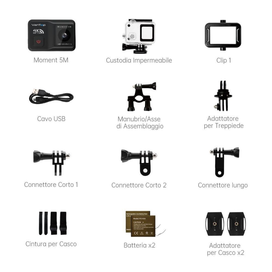 Vantop Moment 5M 4K 20MP Aksiyon Kamera + Mekanik Görüntü Stabilizasyon 2 Axis + Sony IMX258 Sensör + Çift Batarya + 170° Geniş Açı + Su Geçirmez